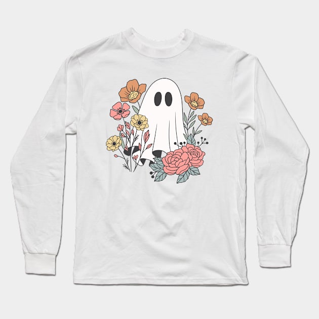 Floral Ghost Long Sleeve T-Shirt by The Sparkle Report